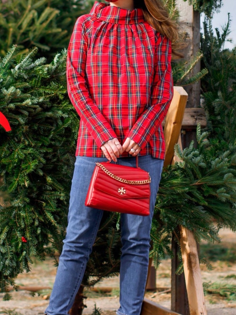 Sail to Sable Cowl Neck Red Christmas Long Sleeve Blouse